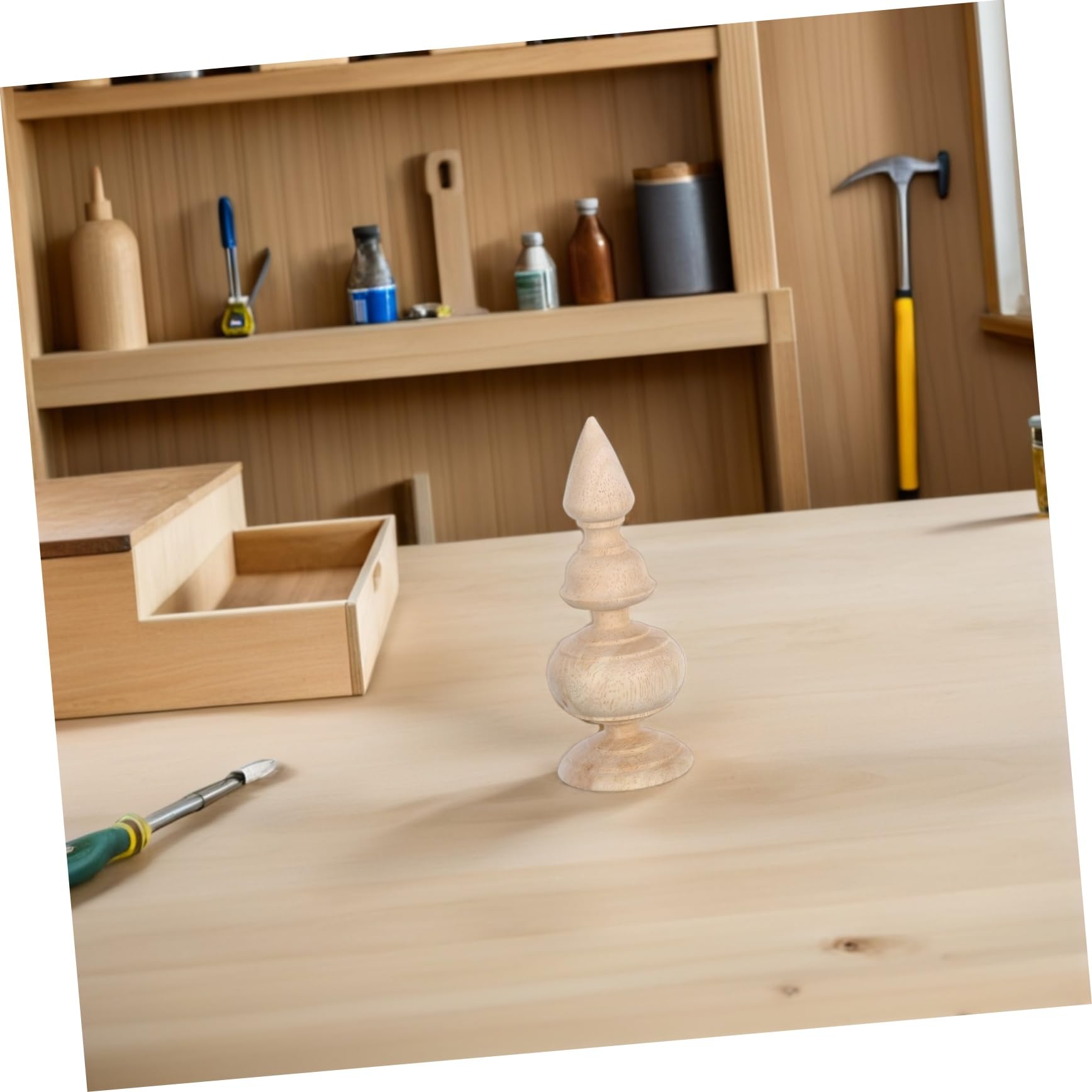 HOMSFOU Remates Decorativos y Barras de Cortina 2 Piezas de Madera sin Terminar Superficie Lisa y Tallado Fino para Postes de Cama para Decoración Interior DIY