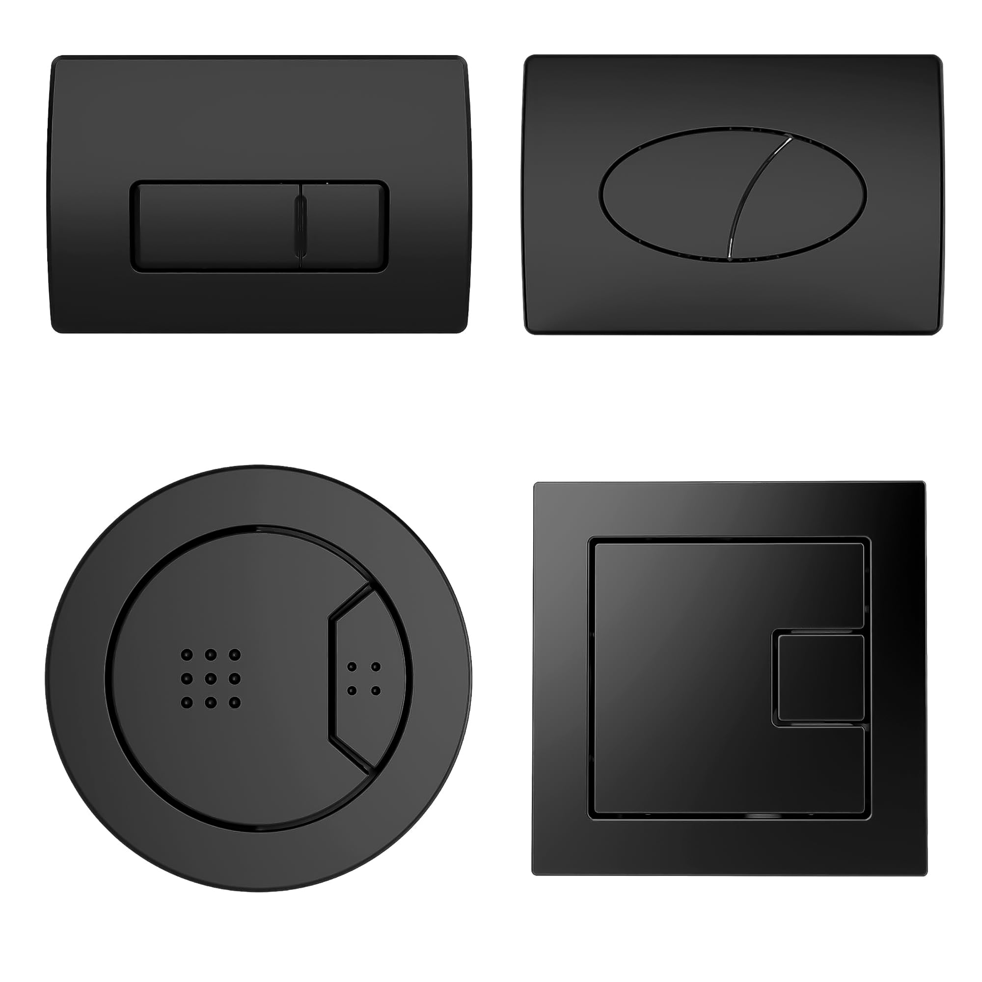 Matt Black Dual Flush Plate – Sleek Design Air-Assisted System Universal Fit Durable Easy Installation Eco-Friendly Water-Saving (Rectangular)