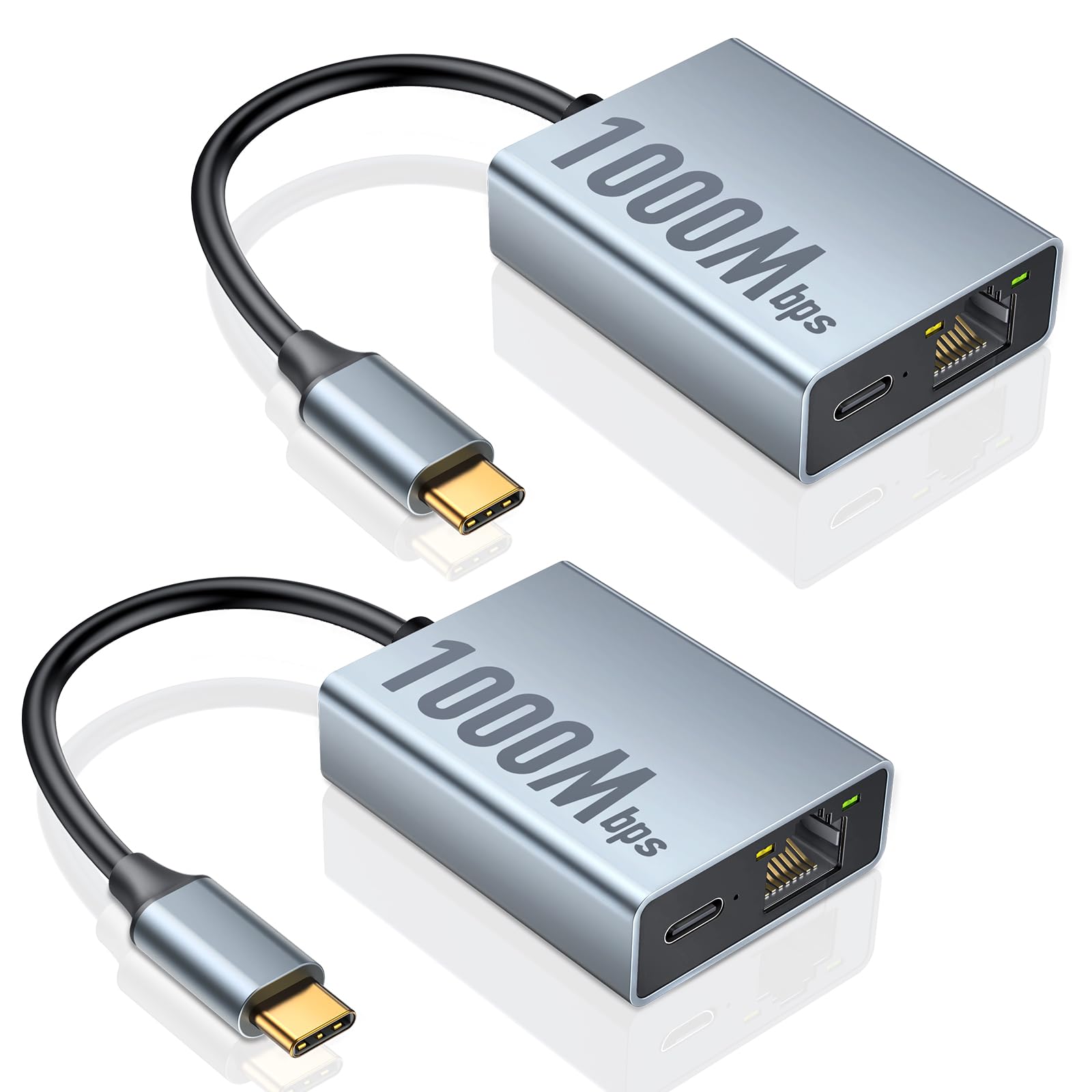 ZEXMTE 1000Mbps Ethernet Adapter for Chromecast with Google TV, USB C to RJ45 Gigabit Ethernet Adapter Compatible with Chromecast with Google TV HD/4K, Laptop, Tablet, 2 Pack