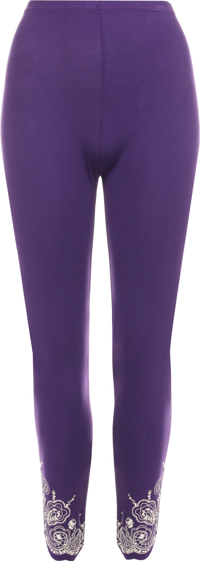 WearAll Ladies Sequin Leggings Womens Trousers Plus Purple 20/22