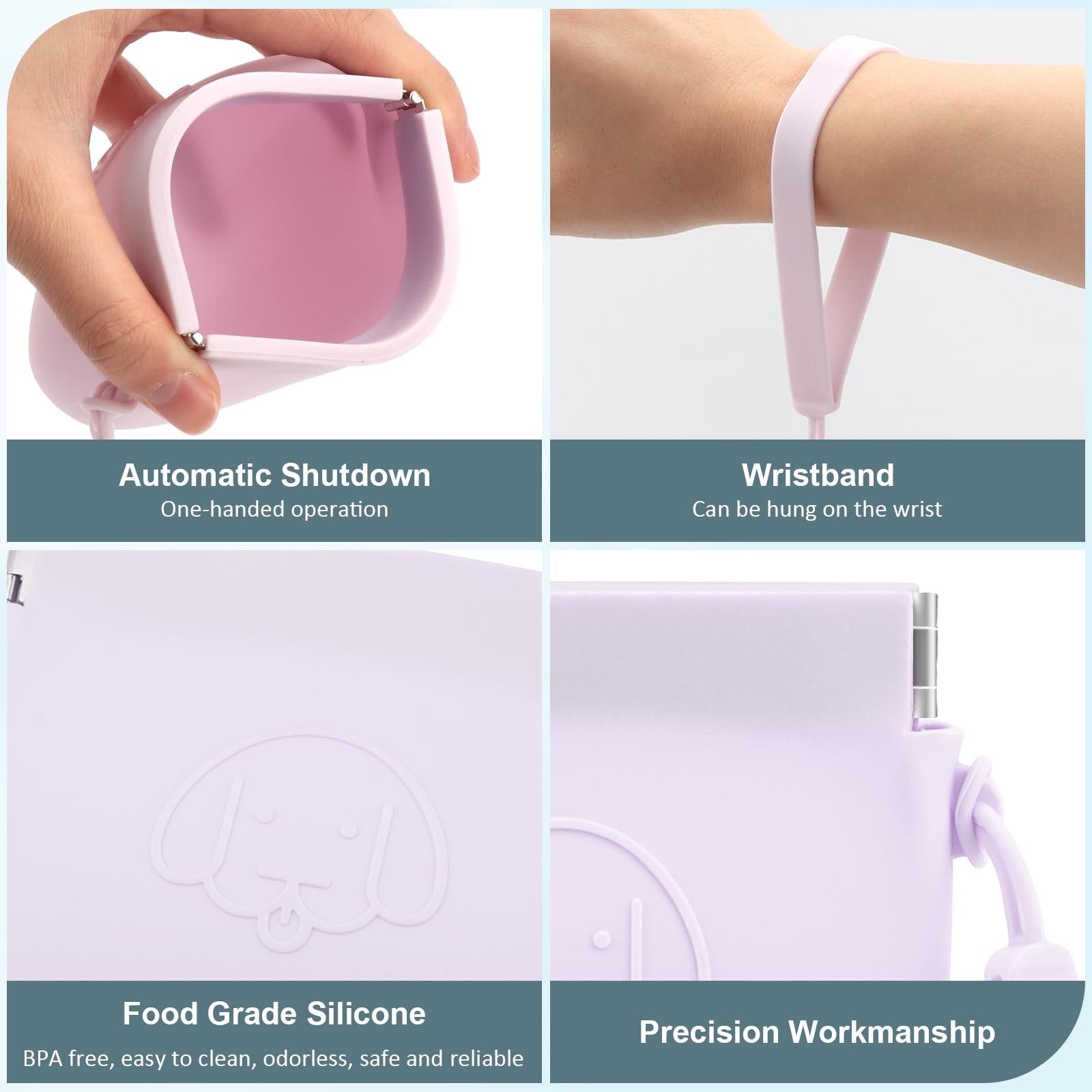 WALLFID Silicone Dog Treat Pouch Small Bag,Auto Closure,with Pet Training Clicker,Walking Bag for Dog and Cat,Pocket Size,Easy to Clean,Odorless,Travel Walking Bag (light purple) - Image 4