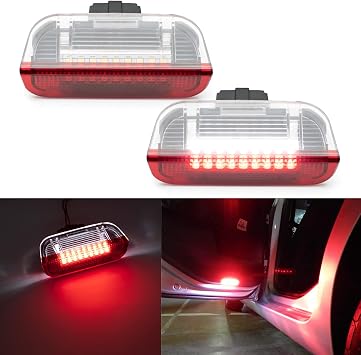 LED Courtesy Step Lights for VW Passat B6 Golf GTI MK5 MK6 MK7 Jetta, 18-SMD Red+White Led Rear Door Welcome Light Warning Interior Lamps Assembly Canbus Error Free