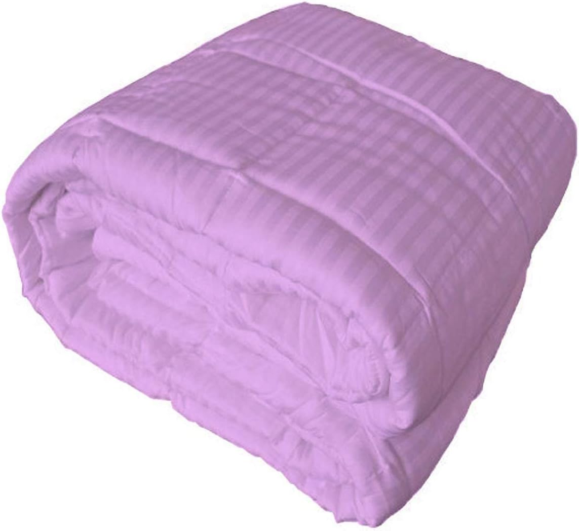 RBS Bedding's 650 Thread Count 1pc Comforter (100 GSM Microfiber Fill Box Stitched) King/ Standard Size(90 x 100 inches), Lavender Stripe 100% Egyptian Cotton