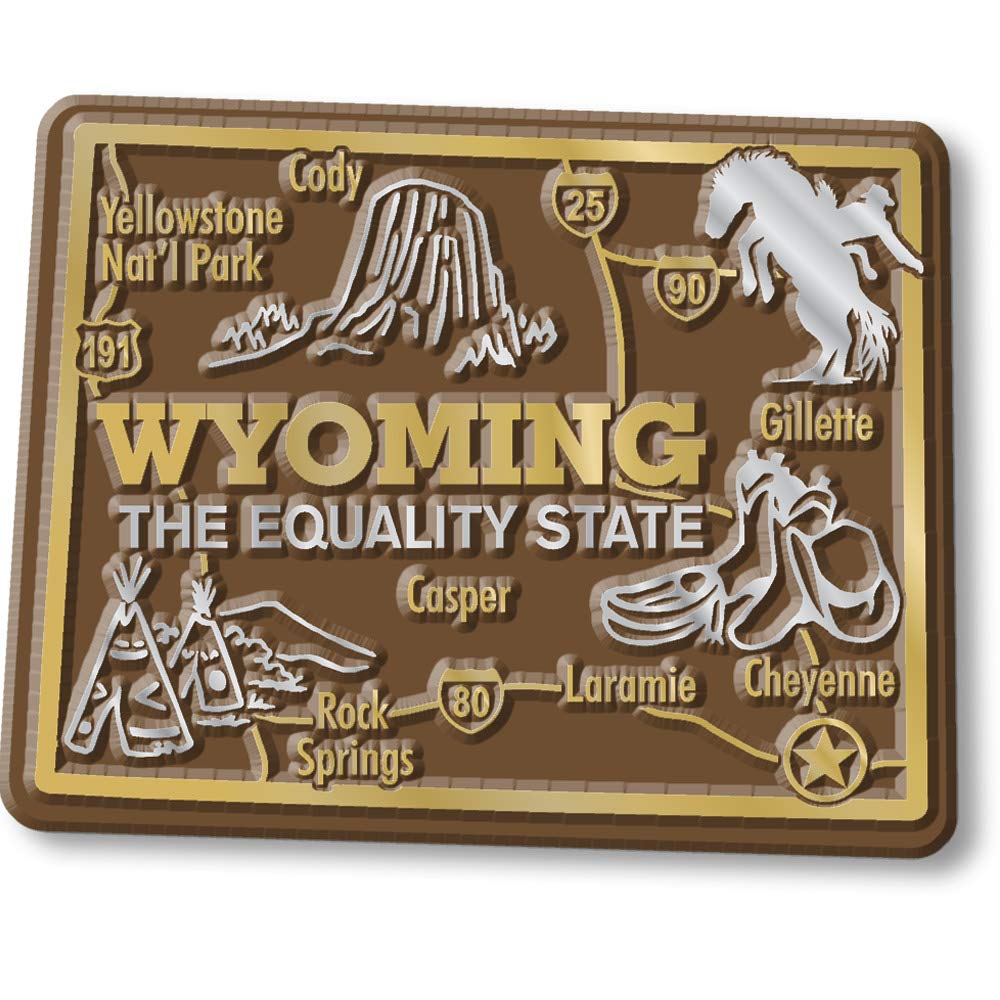 Classic Magnets White Wyoming Giant State Map Souvenir Magnet