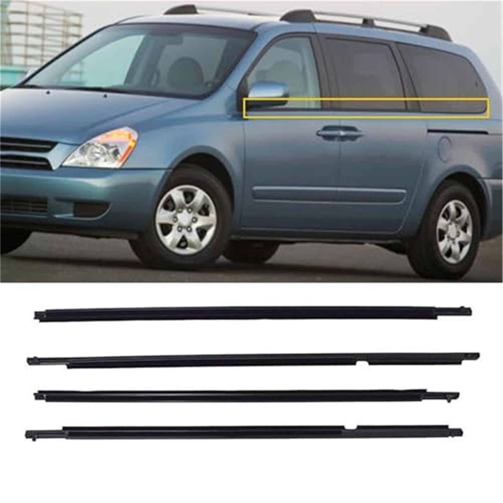 Joints de Porte de fenêtre, moulures de fenêtre de Porte de Voiture, Garniture de Joint d'étanchéité en Caoutchouc, for Toyota, for Highlander 2008 2009 2010 Joint de portière de Voiture