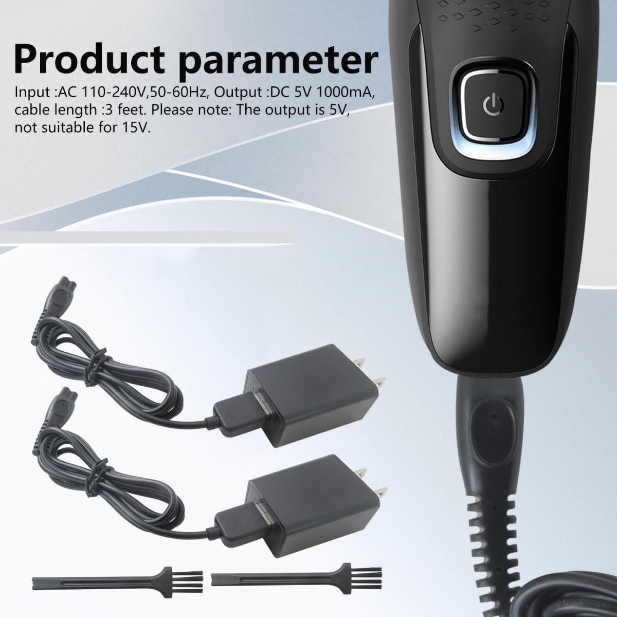 Homesweet 2 Pcs 5V Charger Replacement Compatible for Philips Shaver Series: X3052/91 S7887/82, Replacement Power Cord for Philips Norelco Shaver 2400 USB Charging Cable, Black image 2 of 6 B0FPQY3KHG