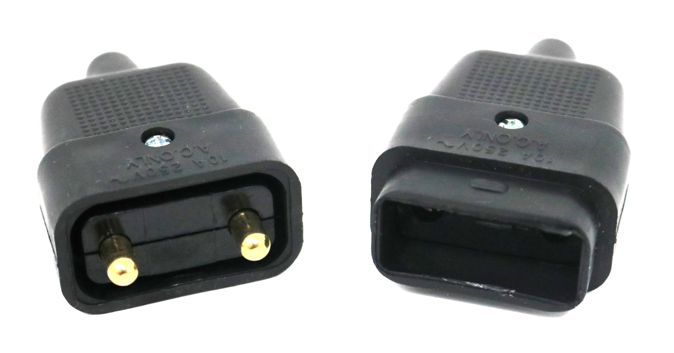 fiXte Connecteur 2 broches 10 A en ligne résistant aux chocs pour appareil électrique Noir