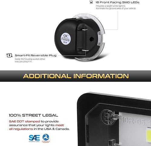 Miniatura 5 de VIPMOTOZ Reemplazo de montaje de lámpara de luz LED completa debajo del espejo para camioneta Toyota Tundra 2007-2021 y Sequoia 2008-2022 - Blanco