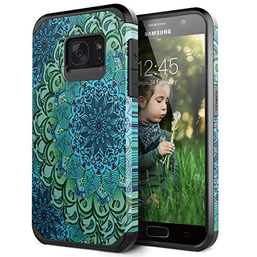 Galaxy S7 Case, SmartLegend 2 in 1 Hybrid Dual Layer Heavy Duty Protection Impact Resist Armor Protective Case with Shockproof Rubber Bumper for Samsung Galaxy S7 - Lotus Flower