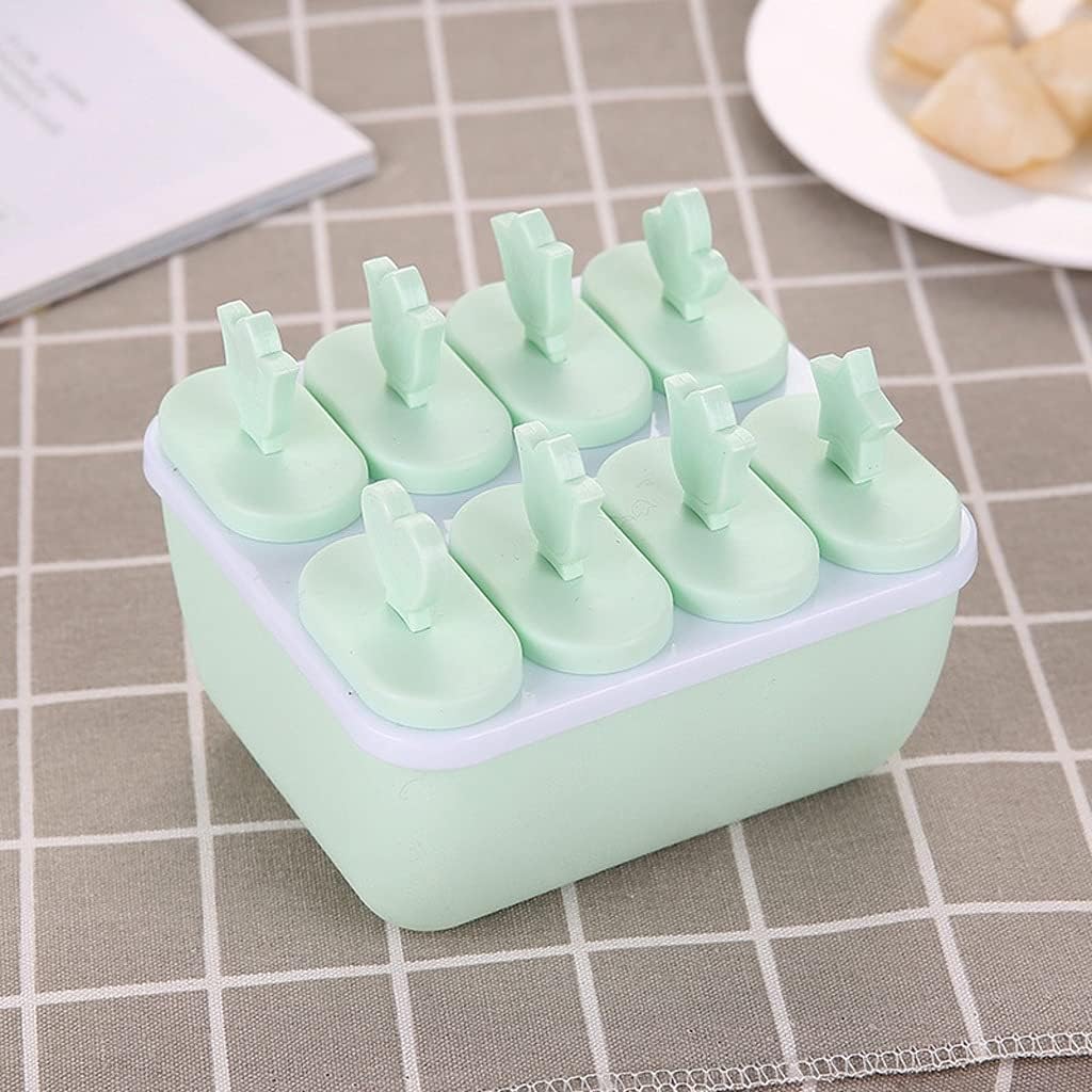 Kitchen Ice Cube Molds Reusable Popsicle Maker DIY Ice Cream Tools Kitchen 8 Cell Lolly Mould Tray Bar Tools (Color : Green)