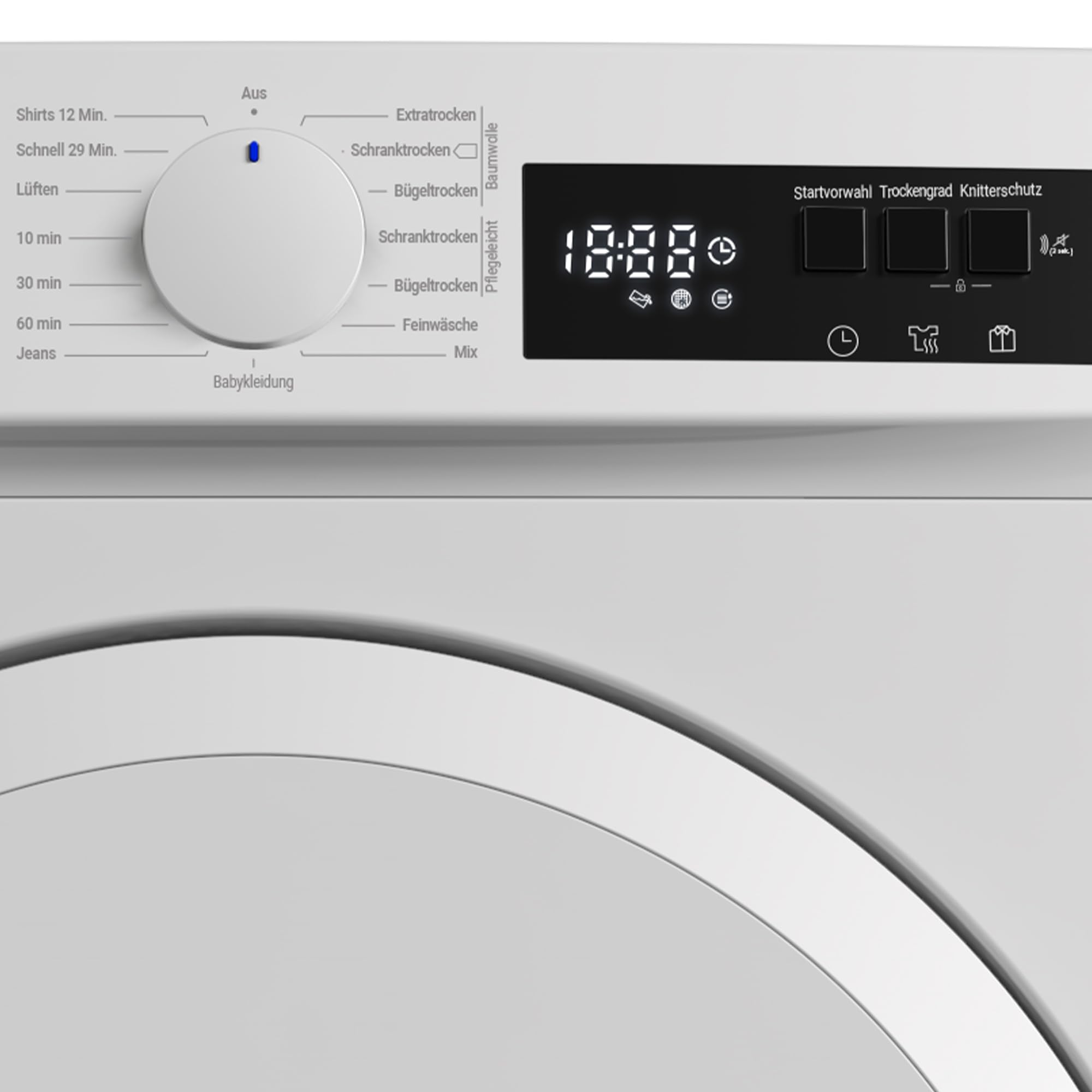 Daewoo T8CT1W0DE Kondenstrockner Frontlader, G, 8 kg, 15 Programme mit 12 Min.-Kurzprogramm, Startzeitvorwahl, LED-Trommelbeleuchtung, Weiß