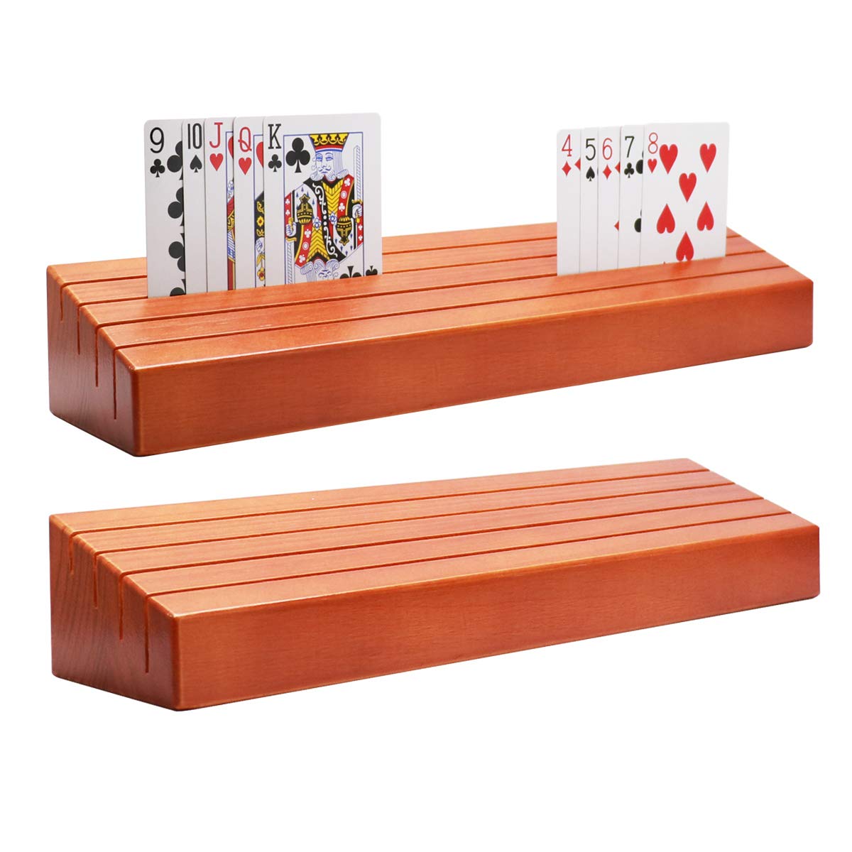 Buy Wooden Playing Card Holder Set of 2 Solid Card Tray Rack Organizer