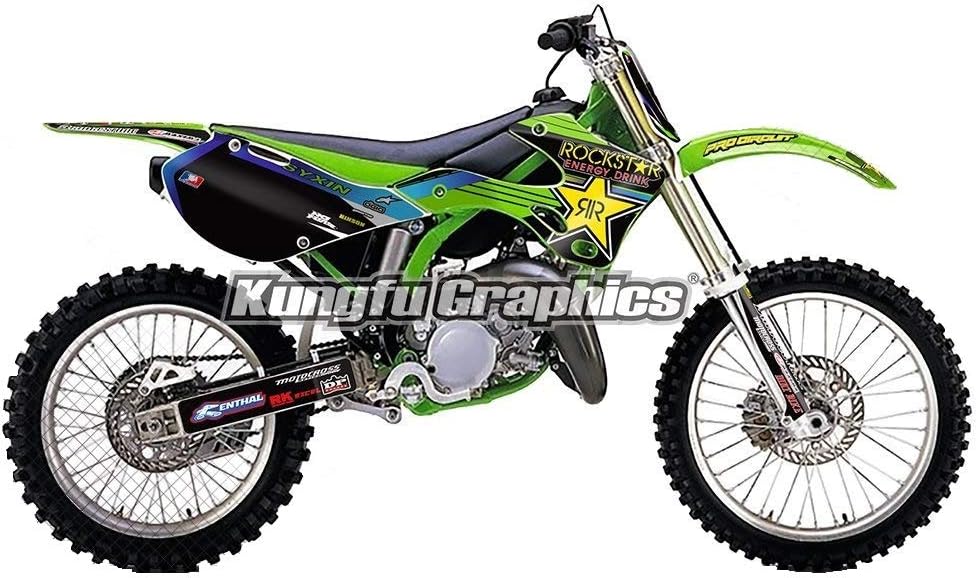 Amazon Com Kungfu Graphics Custom Decal Kit For Kawasaki Kx125 Kx250 1999 2000 2001 2002 Green Black Automotive