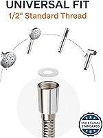 Vista 5 de Manguera de ducha manual flexible de acero inoxidable de 39 pulgadas, conectores de latón, duradera y flexible