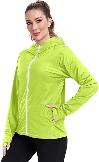 Zhirexin Fluorescent Green Women's Full Zip UPF 50+ Cooling