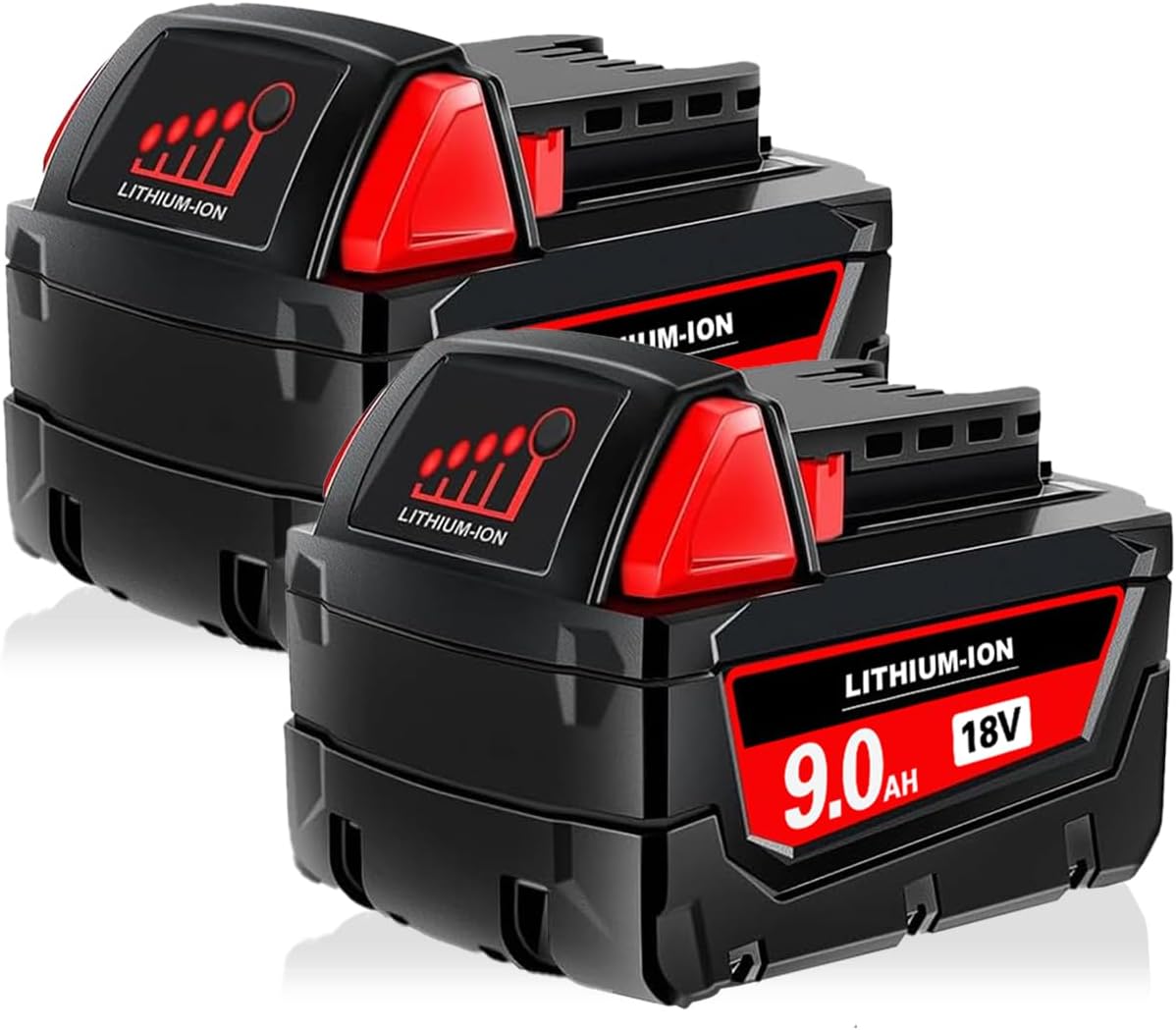 SKYON 18V 9Ah 48-11-1890 Battery Replacement for M-18 48-11-1890 XC9.0Ah 48-11-1880 XC8.0Ah 48-11-1865 48-11-1860 XC6.0Ah Compatible with Milwaukee 18V M-18 High Output Lithium-Ion Tools Battery 2Pack