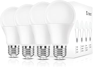 Full Spectrum Light Bulb, 6000K Natural Sunlight Bulbs, 9W 60W Equivalent LED Light Bulb, Natural Light Bulbs A19, E26/E27, 4 Pack