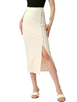 Amazon.com: Allegra K Women's Pencil Basic Skirt Midi Casual