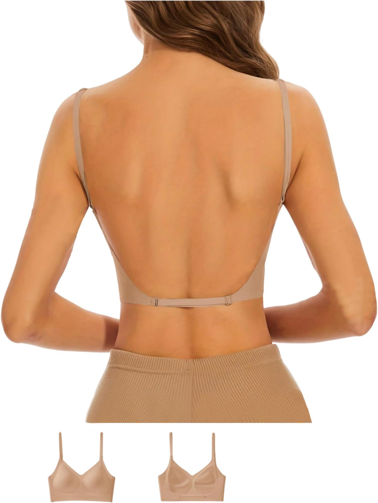 Push Up Bra for Women Wireless Seamless Backless Bra Multiway Straps Convertible Halter Bras