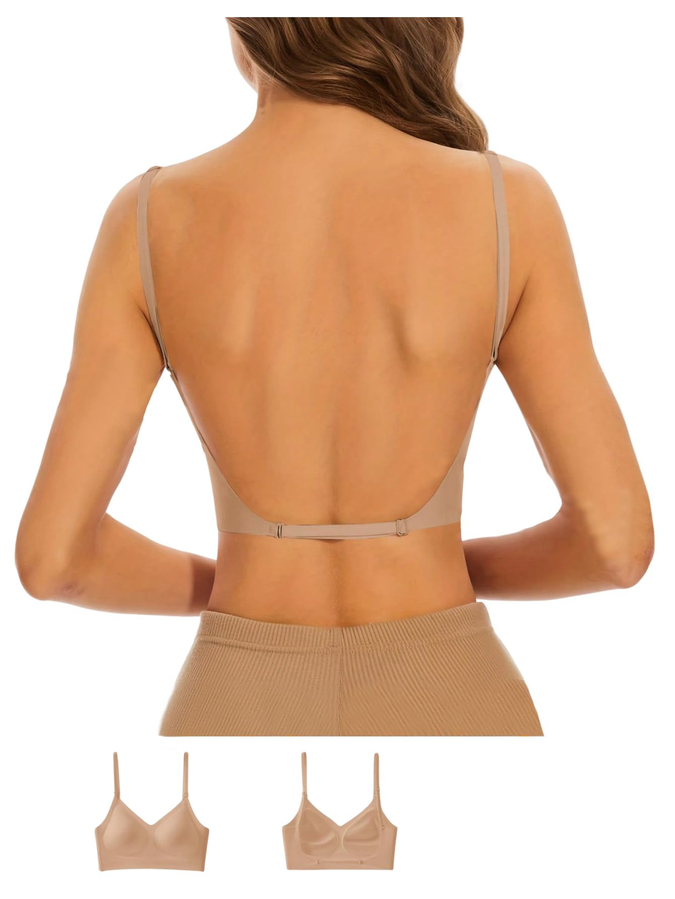 Push Up Bra for Women Wireless Seamless Backless Bra Multiway Straps Convertible Halter Bras