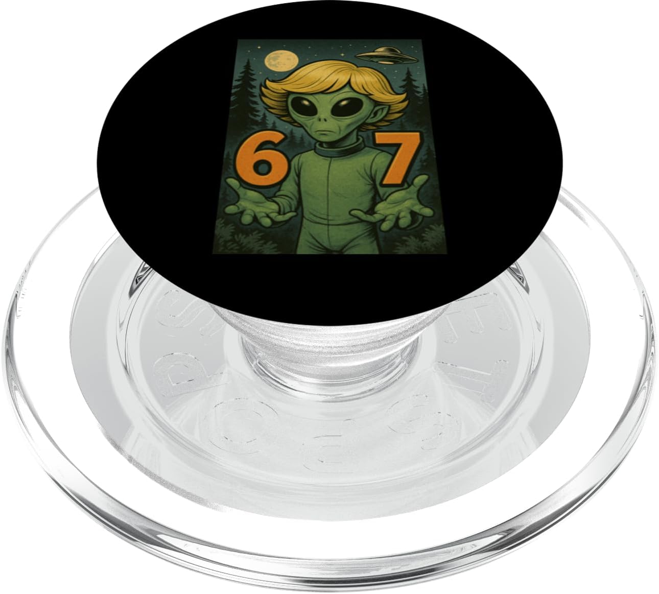 Six Seven Funny Alien 67 Viral Meme Men Women Kids PopSockets PopGrip for MagSafe