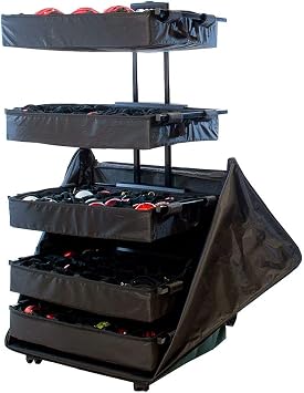 [TreeKeeper Telescoping Christmas Ornament Storage Box with Dividers] - Adjustable Organizer Holds 120 Ornaments up to 4 Inches Tall by Nearly Any Width and Length | 5 Removable Trays with Separators