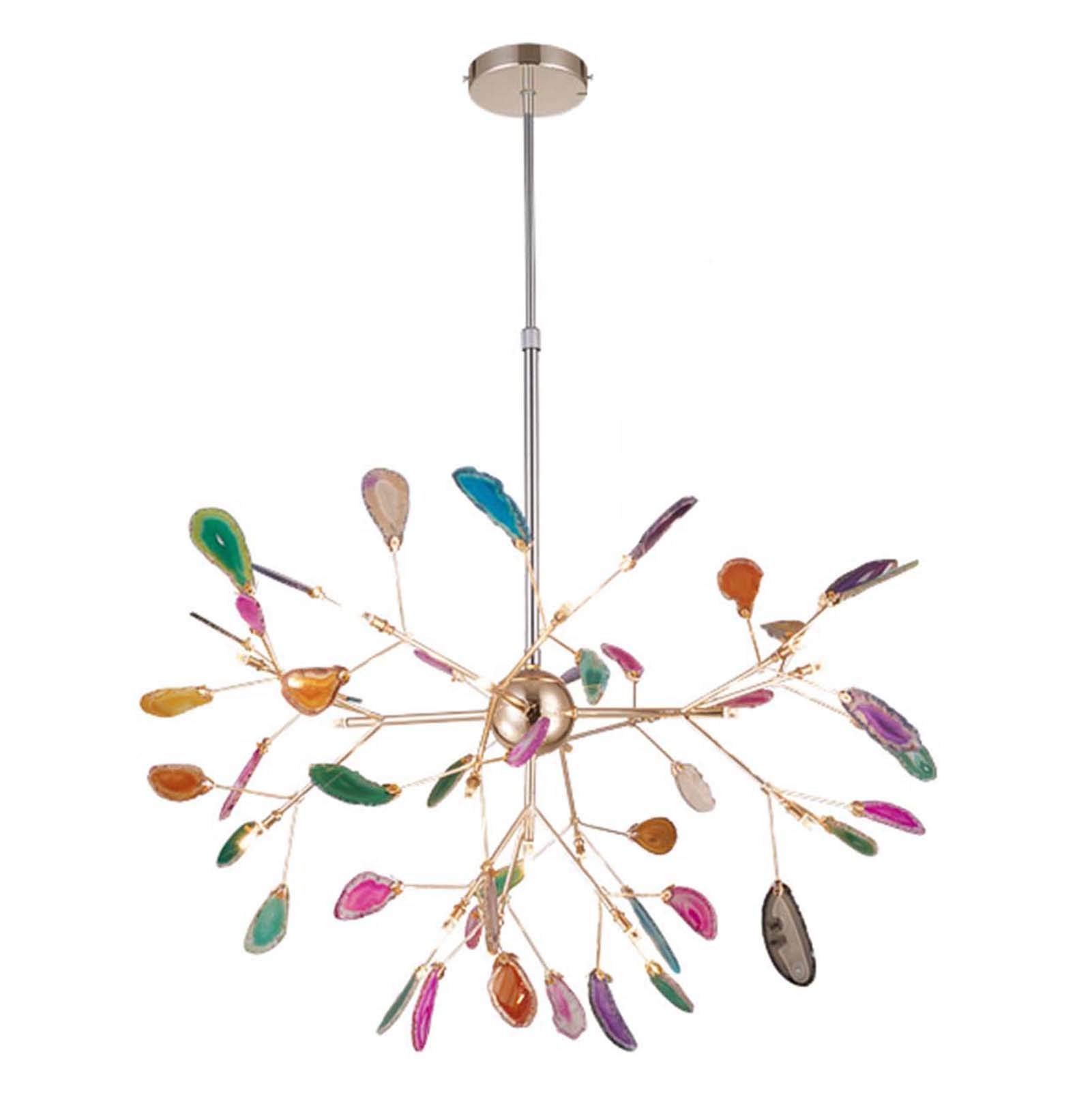 CZYLJLK Led Pendant Lighting Ceiling Light Fixture Hanging Lamp Creative Agate Piece,Sputnik Firefly,G4 Postmodern Onyx -Gold and colored agates 20