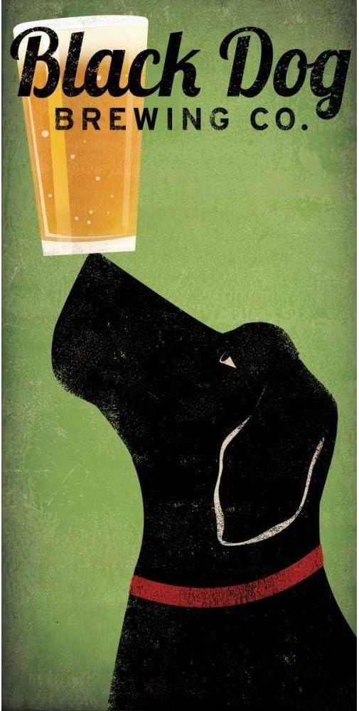 ArtDirect Black Dog Brewing Co on Green Unframed Art Print Giclee Poster by Fowler, Ryan - Ready for Framing with Customization Sizes 5x10, 7x14, 10x20, 18x36, 24x48, and 30x60 Inches