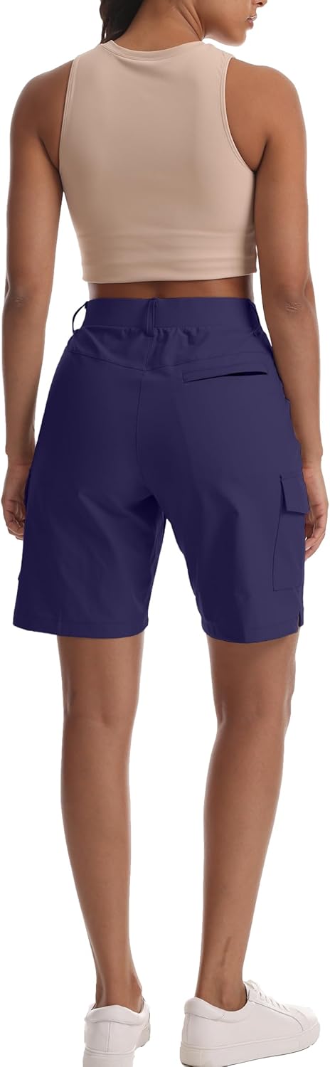 Women's Lightweight Hiking Cargo Shorts for Running Athletic Camping Travel Golf - Water Resistant with 5 Pockets - Image 5
