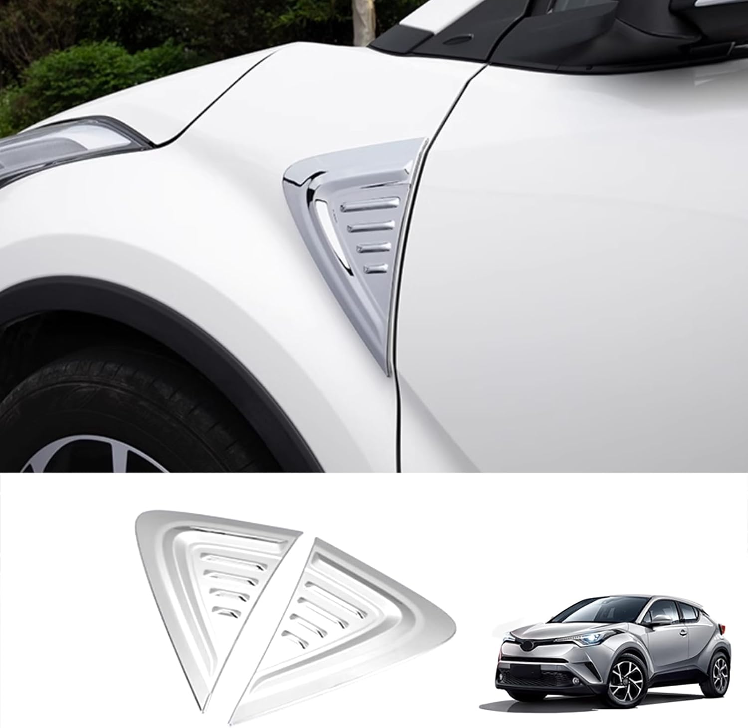 Car Accessories Front Side Fender Vents Air Outlet Cover Trim (Carbon Fiber Style) Fit for Toyota C-HR CHR 2018-2023 ABS 2 PCS