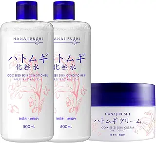 花印 ハトムギ スキンケア3点セット｜化粧水500ml×2本+クリーム100g×1個 顔・ボディ用 大容量 スクワラン・CICA・発酵エキス配合 保湿 | 乾燥・ザラつきケア｜無香料・無着色｜ベタつかない｜オールシーズン｜お得なまとめ買い