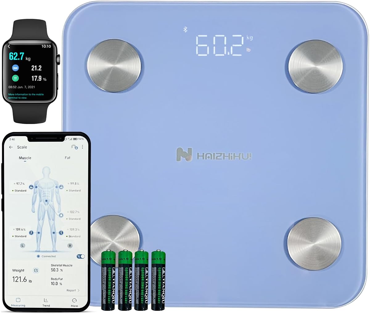 FITDAYS Báscula inteligente de grasa corporal, analizador de composición Bluetooth, 400 libras (FG2317WB-BLUE)