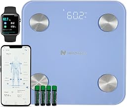 FITDAYS Smart Scale for Body Weight, Digital Bathroom Scale BMI Weighing Bluetooth Body Fat Scale, Body Composition Monitor Health Analyzer with Smartphone App (FG2317WB-BLUE)