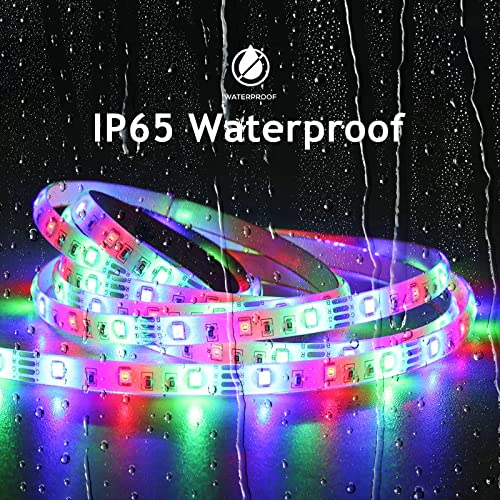 Image of CHARKEE 100ft Outdoor Led Strip Lights Waterproof IP65, Bluetooth Outdoor Waterproof Lights with Remote and Smart App Control 5050 RGB Color Changing Strip Lighting for Patio Decor(3 * 32.8ft)