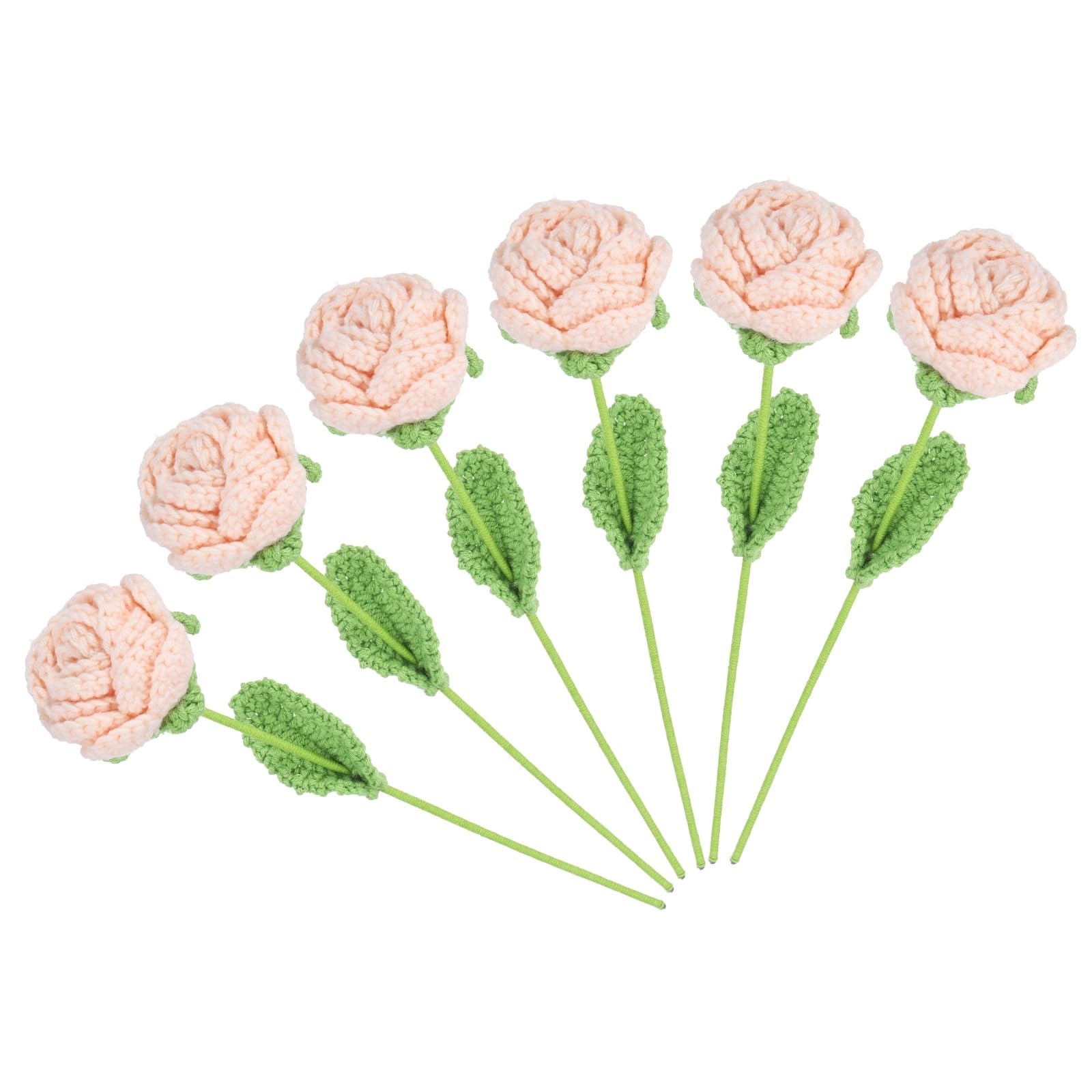 Roses tricotées pour mariage et fêtes : bouquet beige au crochet sourcing map réutilisable