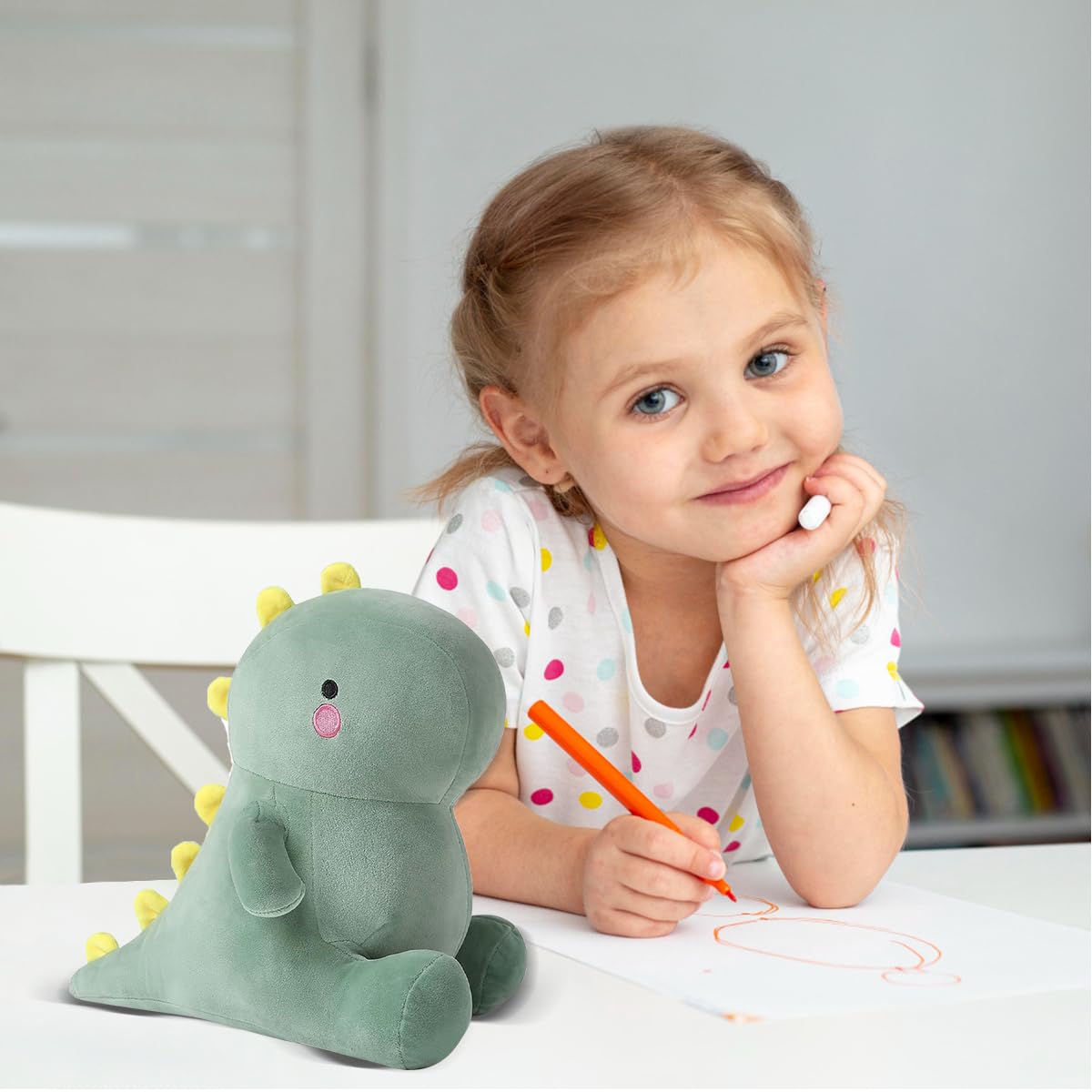 ZOOMPIL Green Plush Dinosaur, Dinosaurs Plush Toy, 30cm Dinosaur Animal Toy, for Girl Boy Kids Gift Party Gift - Image 3