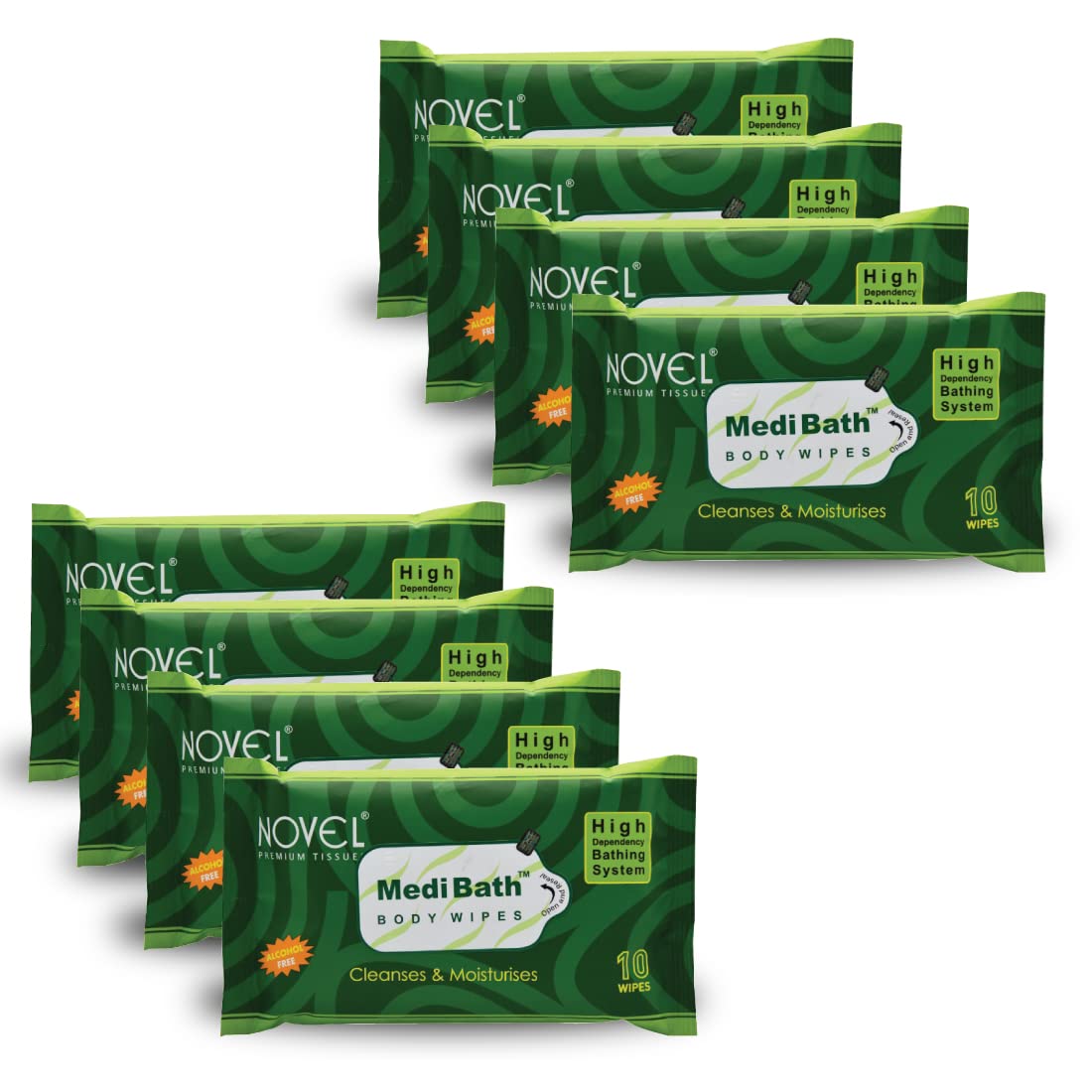 NOVEL Medi bath Antiseptic Agent and Aqua Glycerine Adult Body Wipes 10"s Alovera (Pack of 8/8 Wipes)-image-16