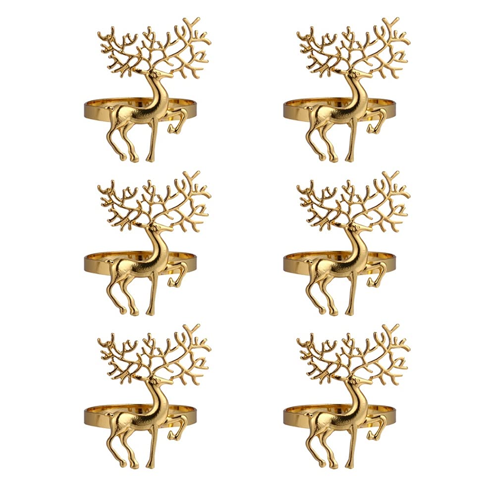 CTRLZS Christmas Decorations Gold Napkin Ring Delicate Deer Napkin Ring Holder for Restaurant Christmas Party Dinner