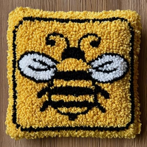 Kit de gancho para pestillo para cojín con hilos precortados y funda de abeja 43x43 cm