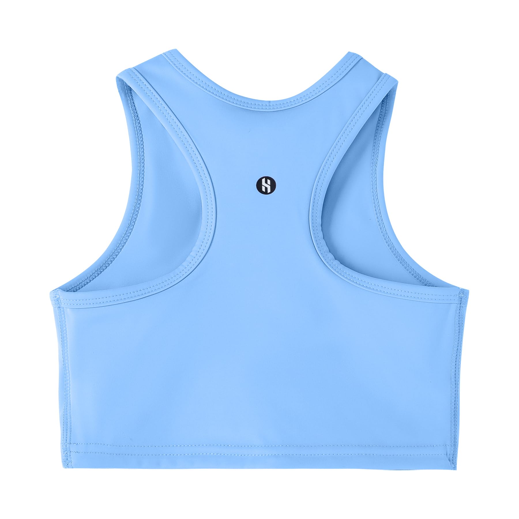 Girls Sports Bra Racerback Crop Tank Top for Kids High Neck Sleeveless Athletic Dance Top Teen 3-12Y
