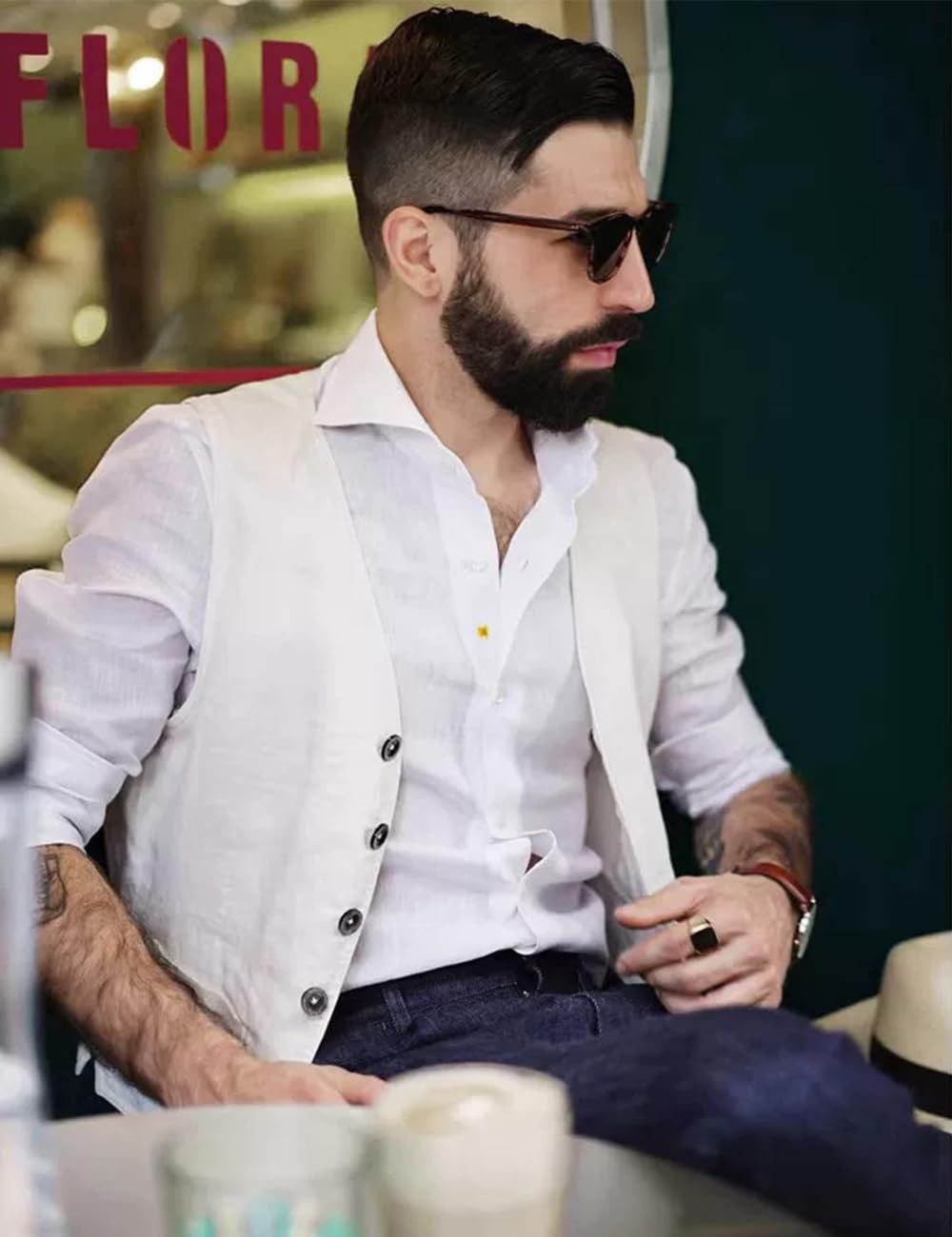 Gilet d'été en lin pour homme, style vintage, rétro, business, fête, coupe droite