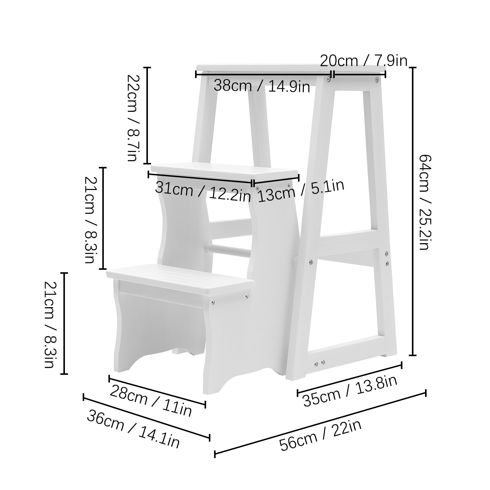 Step Stool Ladder Folding Library Ladder Chair - 3-Step Stool, Display ...