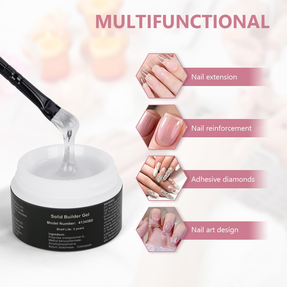 LOPHE Żel budujący do paznokci żelowych, 15 ml, żel UV do przedłużania i modelowania paznokci, żel do paznokci, żel uszczelniający, lakier do paznokci w domu, salonie (przezroczysty)