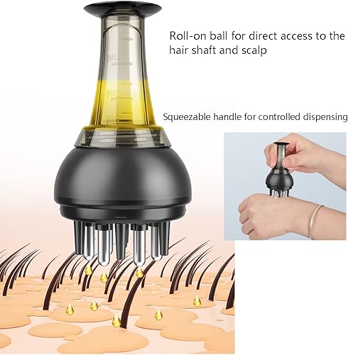 Miniatura 2 de VPTMRP Aplicador de cuero cabelludo pequeño Cabeza Aceite Rollerball Masaje Peine Medicina Cuero Cabelludo Cabeza Fluido Cepillo (negro)