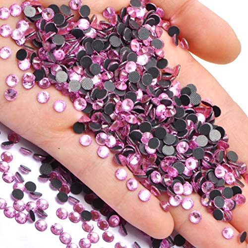 Image of 400 Pieces Hot Fix Glass Flatback Rhinestones HotFix Round Crystal Gems (Pink, SS30)
