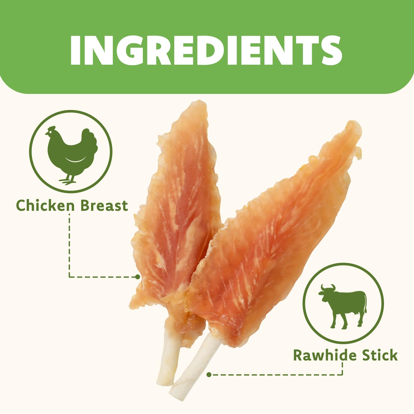 MON2SUN Bâtons torsadés en cuir brut pour chien de 10,2 à 11,4 cm enveloppés de poulet pour chiots et petits chiens, favorise les friandises dentaires (520 g - Lot de 1)