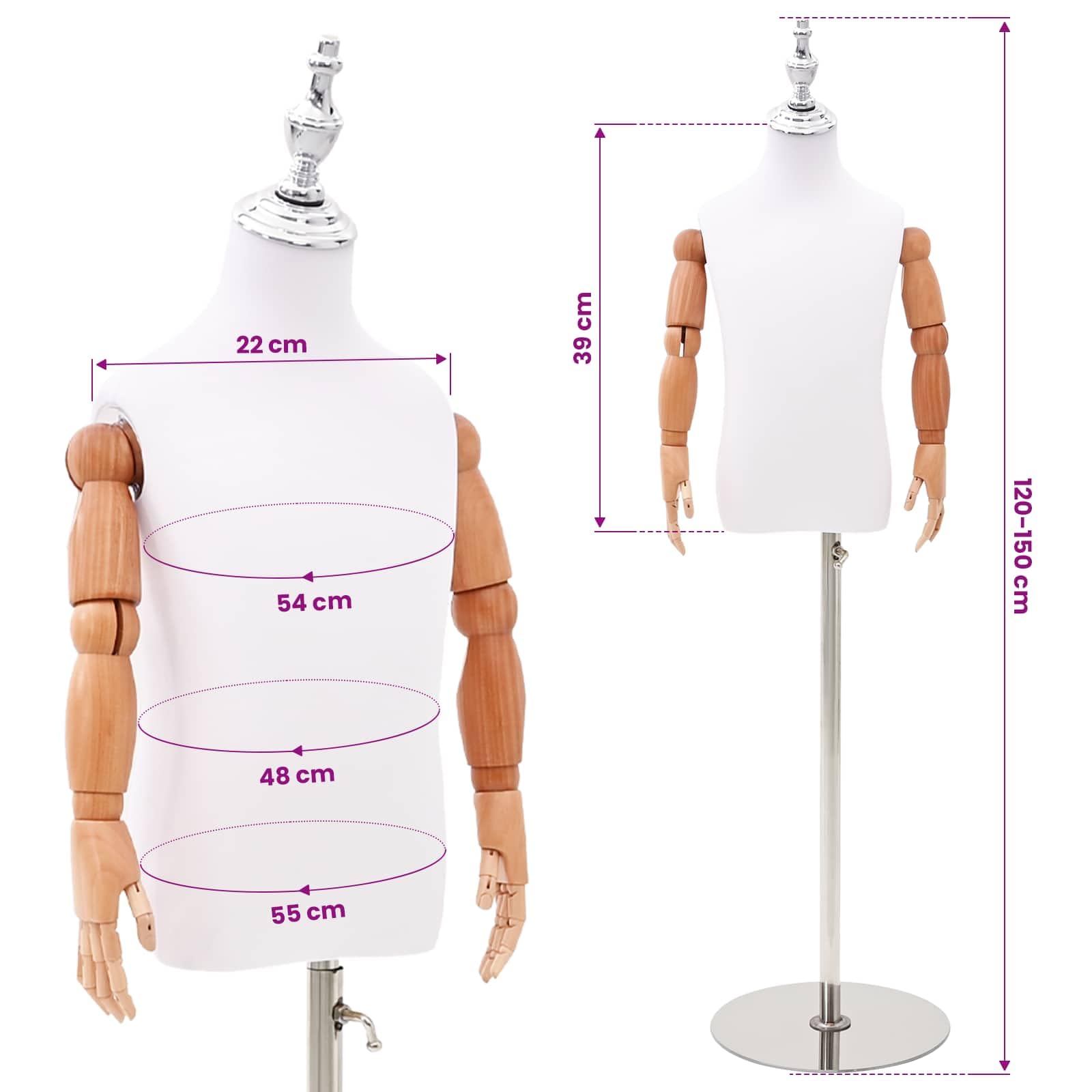 vidaXL Verstellbares 120-150 cm Mannequin mit Basis Unisex PP Weiß