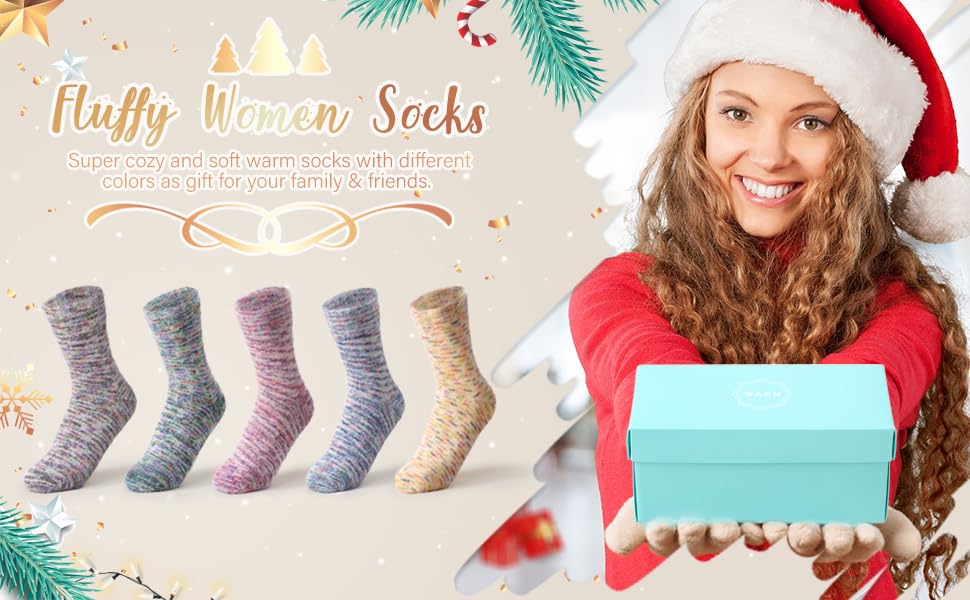 Image of SISOSOCK Cozy Womens Fuzzy Socks,Soft Push Wool Socks,Warm Gifts for Women