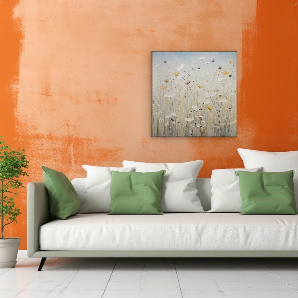 Canvas for Living room. Field of Serenity: A Peaceful Tapestry of Blooming Vitality, 27 x 18 inch Canvas Wall Art - Contemporary Masterpieces - Modern Home Decor - 69x46 cm (27x18 inch)