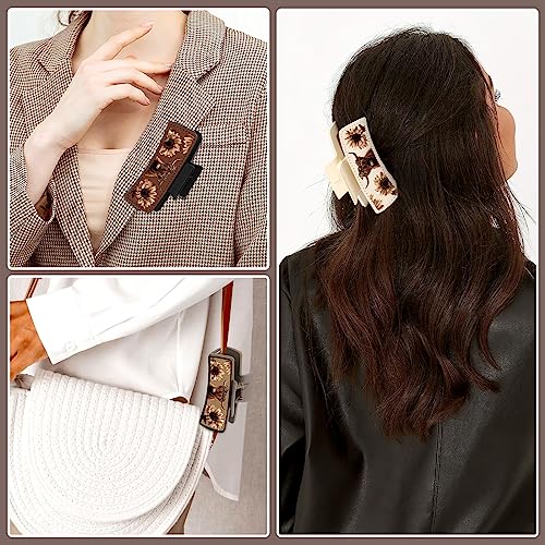 Ciyvolyeen Highland Cattle Hair Claw Clips 4 Inch Large Hairpins For Women Matte Leather Floral Scottish Cow Long Thick Hair Neutral Colors Appreciation Gifts Idea Teacher Nurse Mom Friends Teens 3Pcs thumb #5